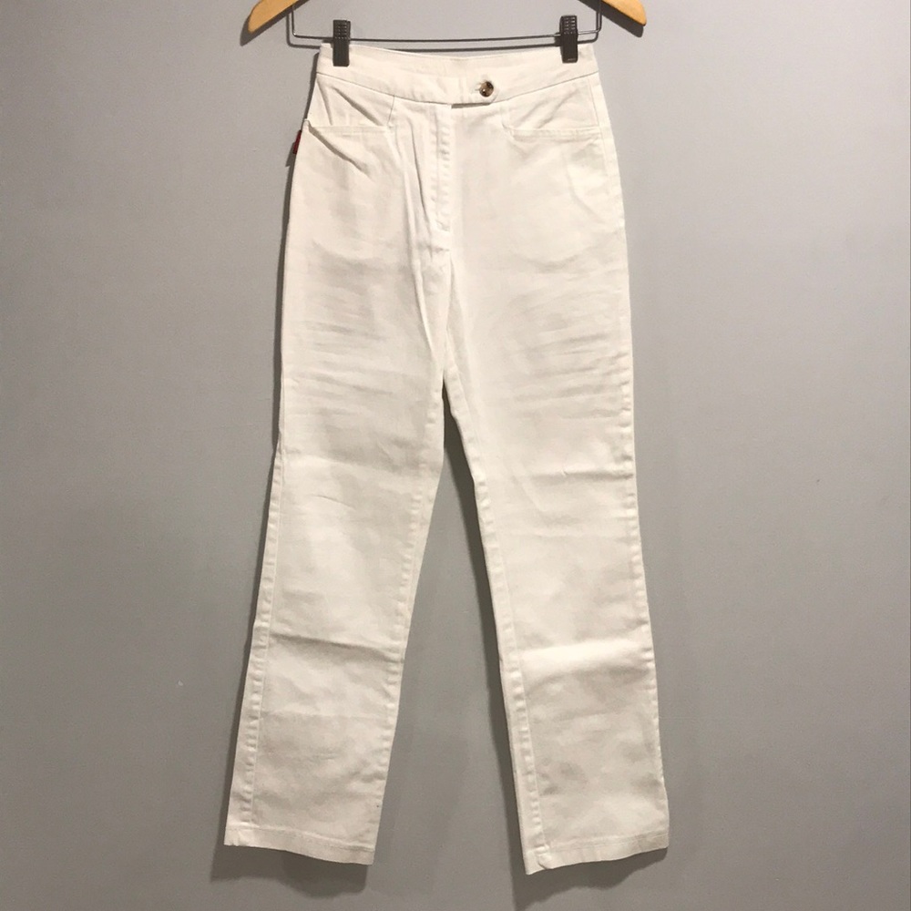White Fendi High Rise Waisted Pants
